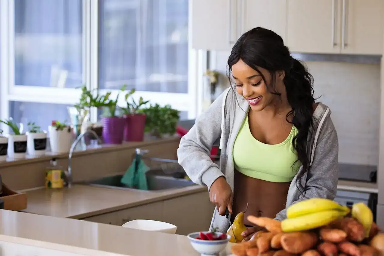 A woman eating healthy, investing in herself in the new year