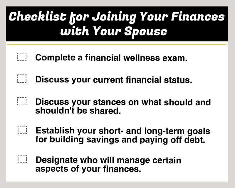 Checklist for joining your finances with your spouse 