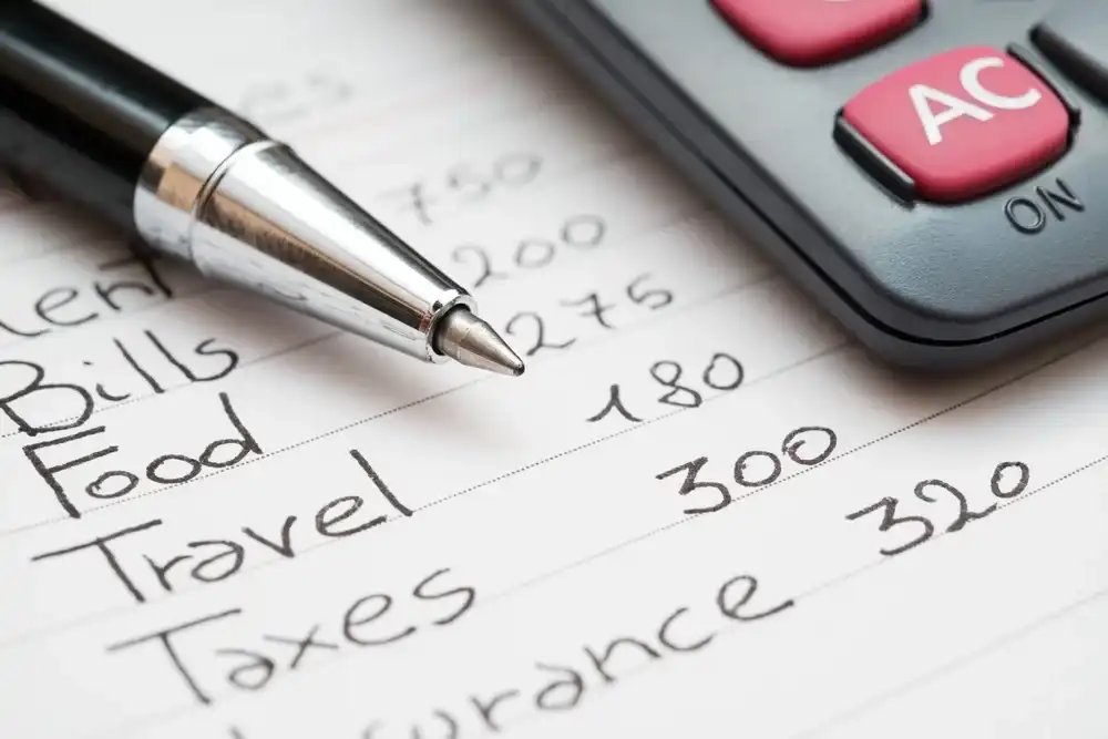 Notebook listing the expenses to living in San Francisco