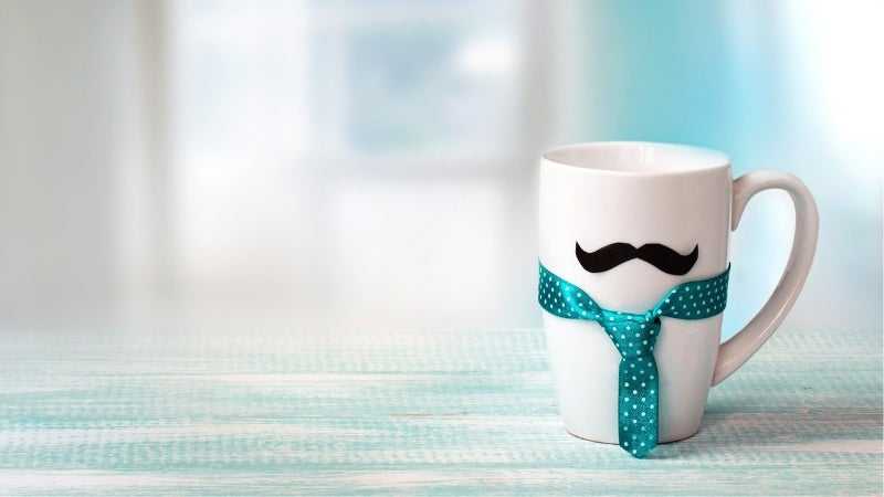 Father's day mug with a mustache and tie