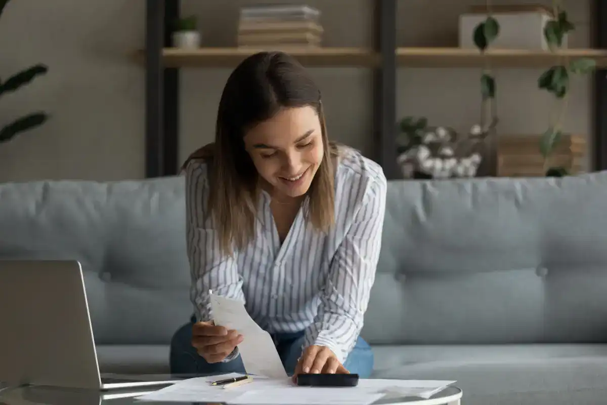 Woman managing her personal finance
