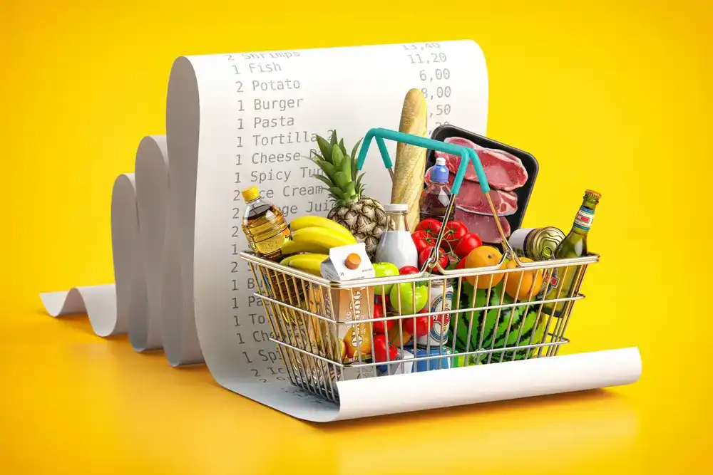 Cheap but healthy groceries with receipt