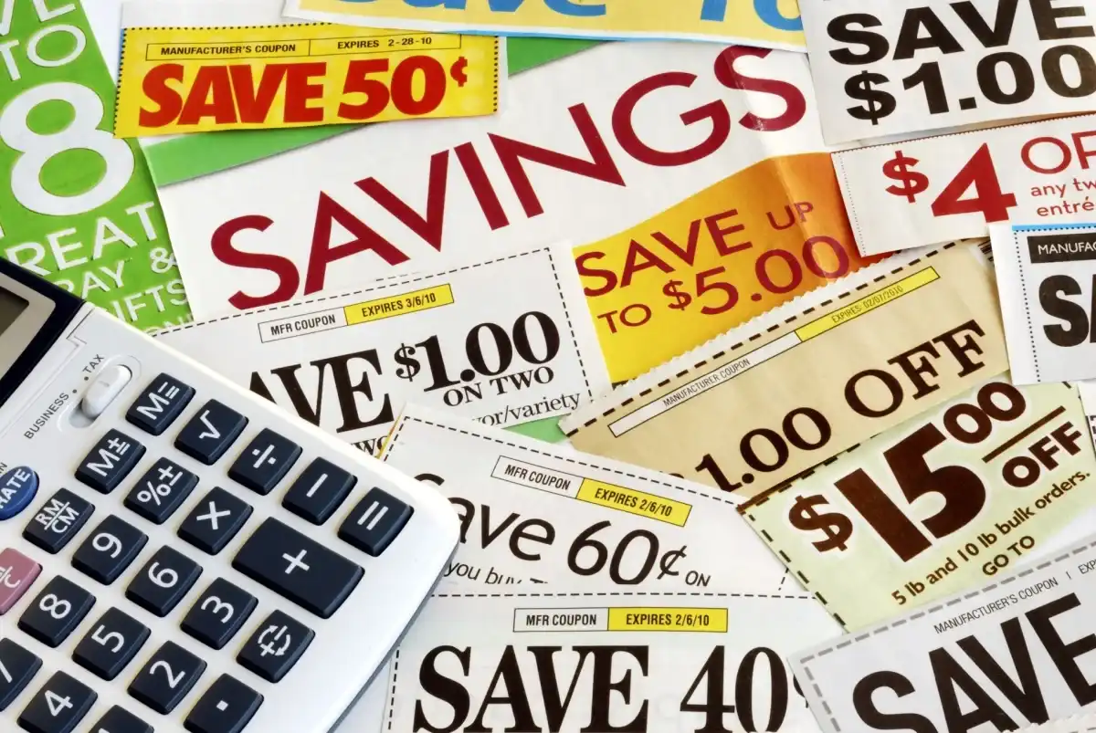 Pile of coupons from a price comparison site