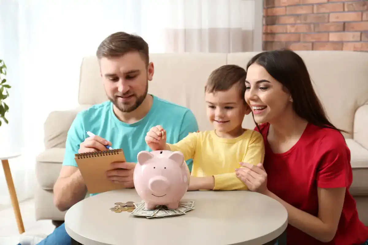 A family creating a budget for themselves