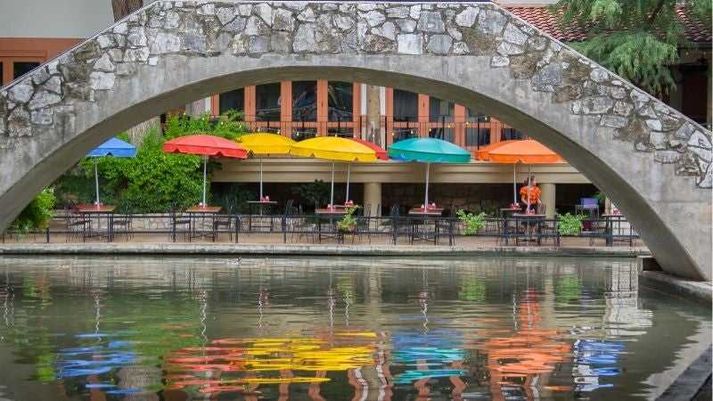 Stone Arch walkway at the San Antonio, TX River Walk.