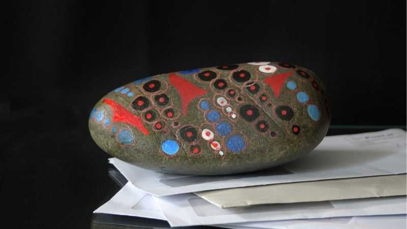father's day paperweight with paint on the rock