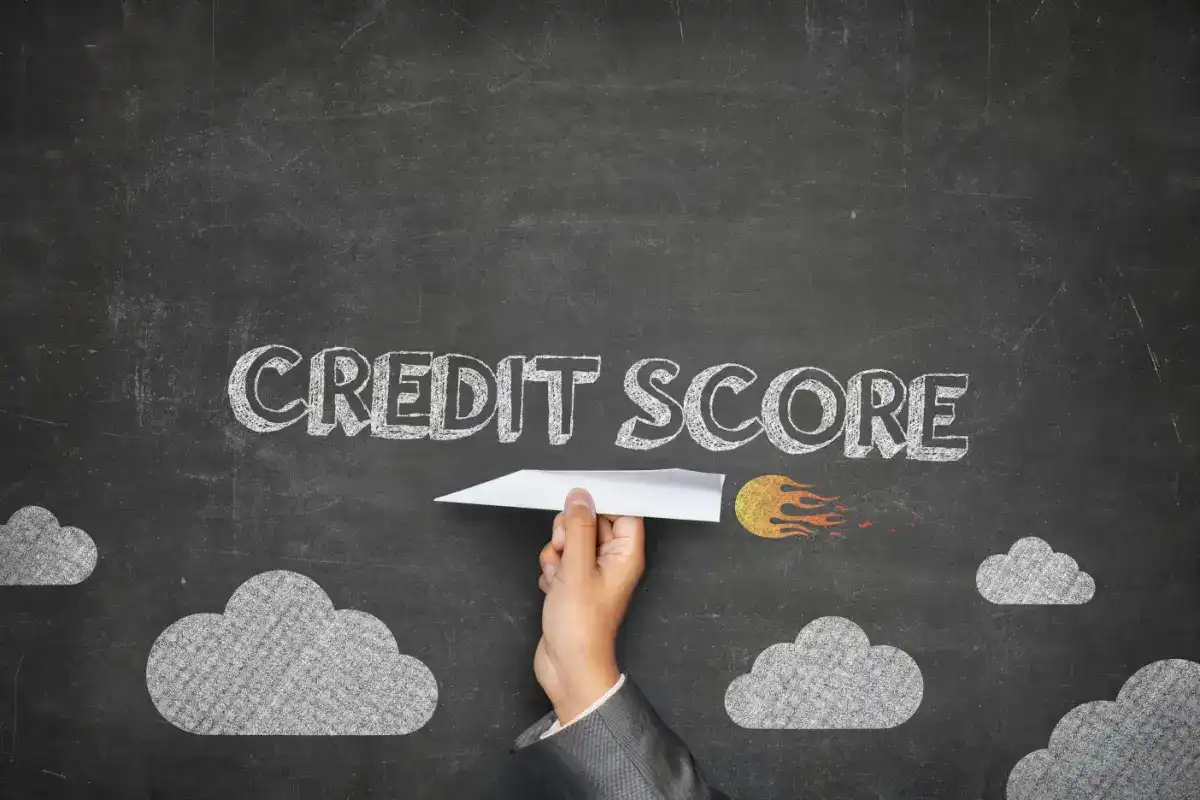 Credit score on a chalkboard