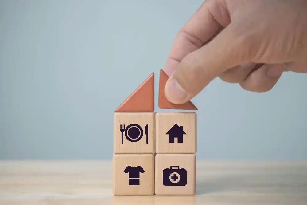 Blocks stacked into a house, representing the cost of living in San Francisco